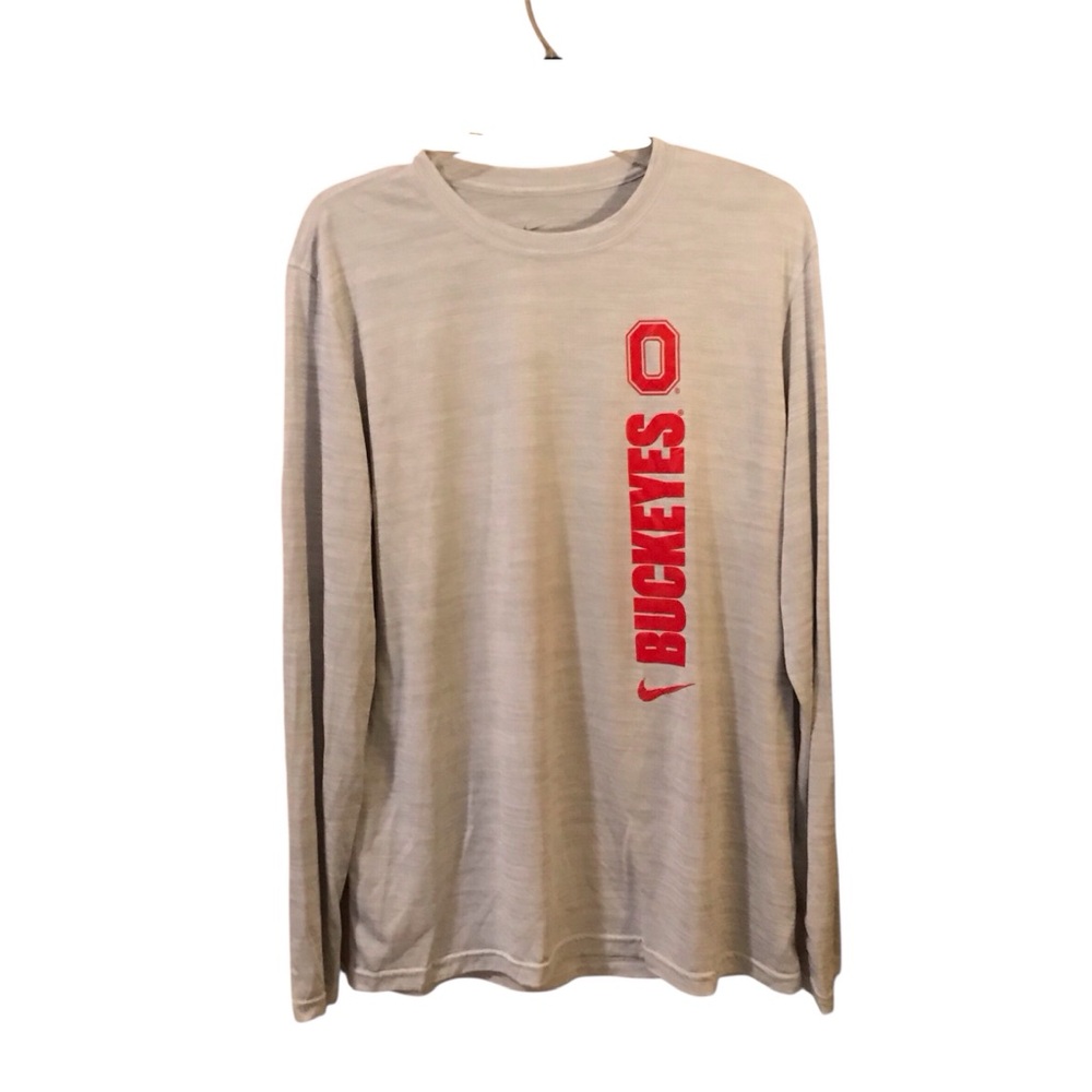 Nike OhioState Buckeyes Grey Long Sleeve Dri Fit Shirt Size Large
